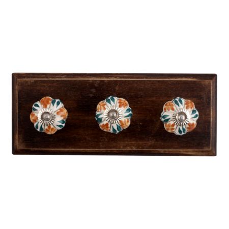 Caramel Plant Ceramic Wooden Hooks